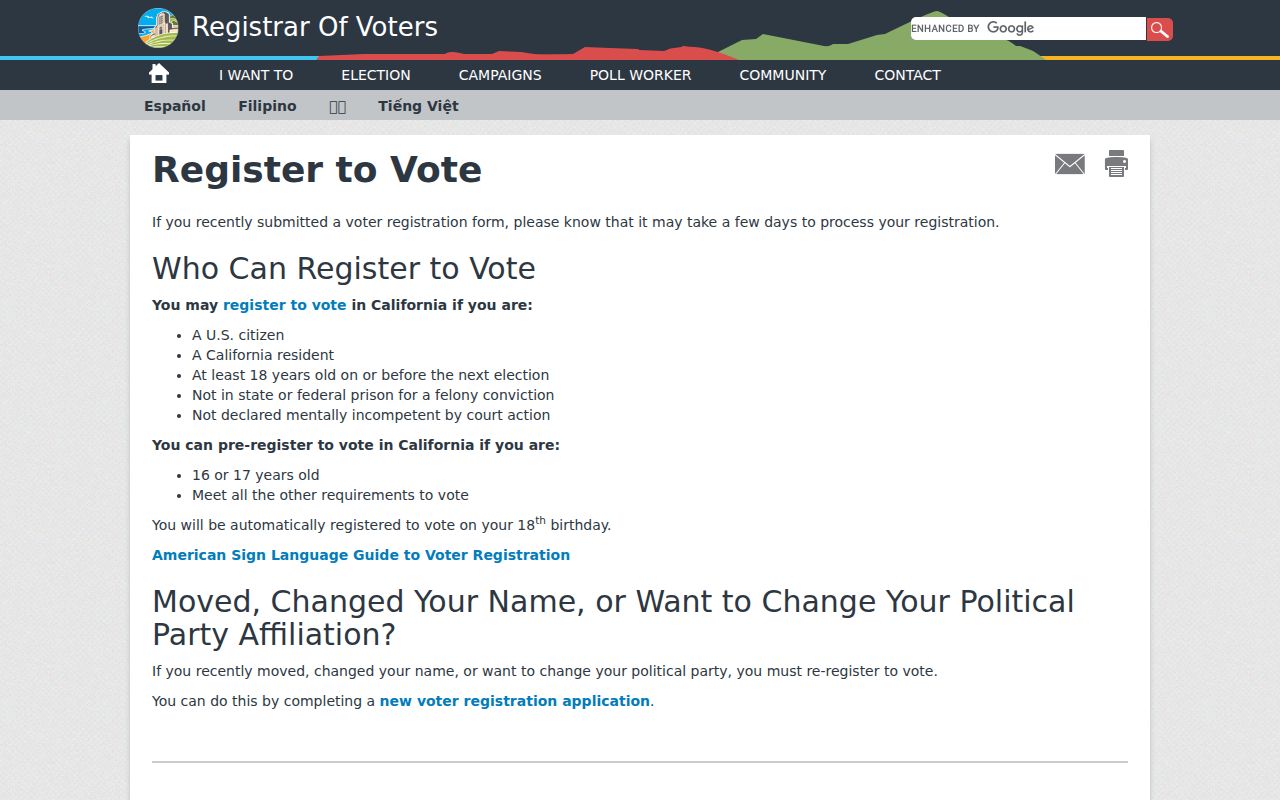 Escondido public records San Diego voter registration page