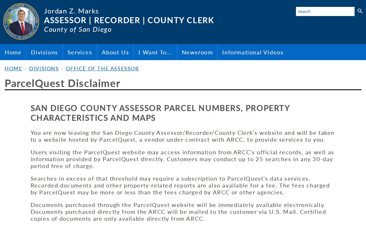 Escondido public records ParcelQuest search limit